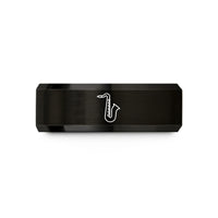 personalized jewelry for friends – black tungsten tenor saxophone wedding band
