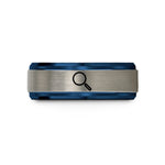 unique present for her – blue & silver tungsten magnifying glass wedding band