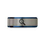 comfort fit rings men – blue & grey tungsten magnifying glass wedding band