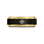 unique rings for him – black & gold tungsten compass rose wedding band
