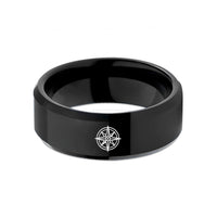 unique rings for him – black tungsten compass rose wedding band