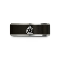 personalized present ideas him – black & silver tungsten mechanical kitchen timer wedding band