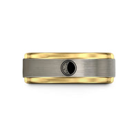 tungsten him rings sleek – black & gold & gray tungsten waning gibbous circle wedding band