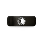 mens comfort fit rings – black & gold tungsten waning gibbous circle wedding band