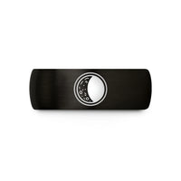 mens comfort fit rings – black & gold tungsten waning gibbous circle wedding band