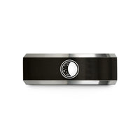 tungsten him rings sleek – black & gray tungsten waning gibbous circle wedding band