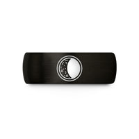 mens wedding bands simple – black tungsten waning gibbous circle wedding band