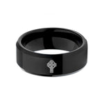 best present for mom – black tungsten celtic cross wedding band