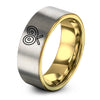 Crash Cymbals – Tungsten Wedding Band, 8 mm, Gold, Gray Comfort-Fit Unisex