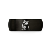 unique presents for her – black tungsten surveyor tripod silhouette wedding band