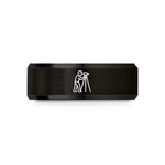 mom birthday present ideas – black tungsten surveyor tripod silhouette wedding band