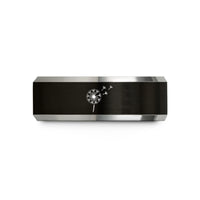 custom present ideas for her – black & gray tungsten dandelion seeds blowing wedding band