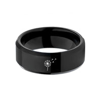 women's engraved jewelry pieces – black tungsten dandelion seeds blowing wedding band
