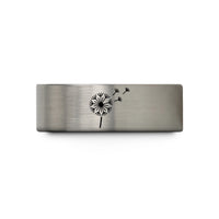 personalized jewelry present her – gray tungsten dandelion seeds blowing wedding band