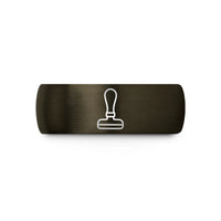 custom engraved rings her – gunmetal & black tungsten wooden burnisher wedding band