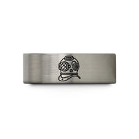 mom birthday ring present – grey tungsten copper helmet wedding band