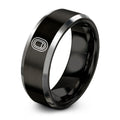 Airliner Window Badge – Tungsten Wedding Band, 8 mm, Black, Grey Comfort-Fit Unisex