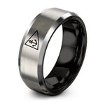 unique present for girlfriend – black & gray tungsten burgee triangle anchor ring