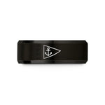 unique present for girlfriend – black tungsten burgee triangle anchor wedding band