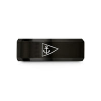 unique present for girlfriend – black tungsten burgee triangle anchor wedding band