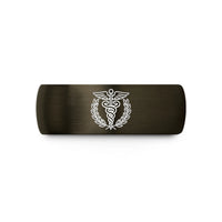 romantic birthday present ideas – gunmetal & black tungsten medical badge wedding band