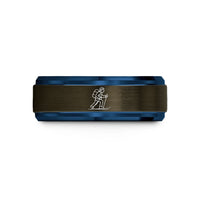 unique rings for her – gunmetal & blue tungsten skier pack wedding band