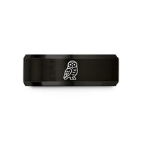 best presents for girlfriend – black tungsten snowy owl wedding band