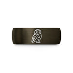 personalized presents for her – gunmetal & black tungsten snowy owl wedding band