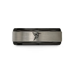 personalized presents for men – black & gray tungsten geometric hummingbird wedding band