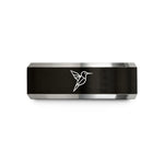 unique birthday presents him – black & gray tungsten geometric hummingbird wedding band