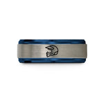 unique birthday presents him – blue & gray tungsten motocross helmet wedding band