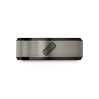 custom rings for men – black & gray tungsten traction boards wedding band