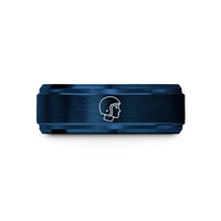 men's present ideas birthday – blue tungsten open face helmet wedding band