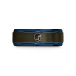 men's present ideas birthday – gunmetal & blue tungsten open face helmet wedding band