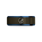 best presents for dad – gunmetal & blue tungsten open face helmet wedding band