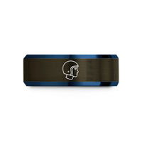 best presents for dad – gunmetal & blue tungsten open face helmet wedding band