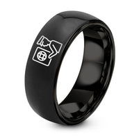 Happy Birthday Gifts for Men – black tungsten passport control icon ring