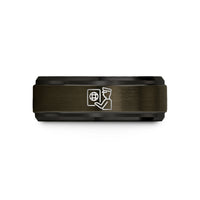 best presents for him – gunmetal & black tungsten passport control icon wedding band