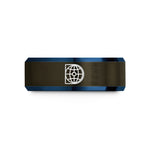 personalized rings for him – gunmetal & blue tungsten polar grid wedding band