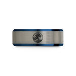 unique presents for her – black & blue & grey tungsten great wave wedding band