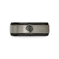 personalized presents for her – black & grey tungsten brain wedding band