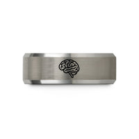 personalized presents for her – black & silver tungsten brain wedding band