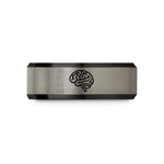 tungsten rings for men – black & grey tungsten brain wedding band