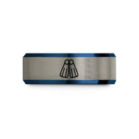 unique presents for her – black & blue & silver tungsten fins flippers wedding band