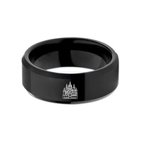 unique presents for her – black tungsten prague castle wedding band