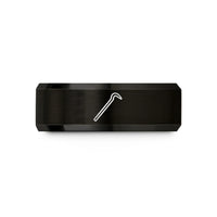 engraved birthday ring – black tungsten crowbar wedding band