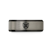 best birthday gift ideas – black & blue & gray tungsten shield arrows wedding band