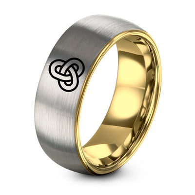 Unity Knot – Tungsten Wedding Band, 8 mm, Gold, Gray Comfort-Fit Unisex