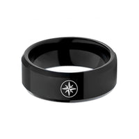 personalized presents for husband – black tungsten compass circle wedding band