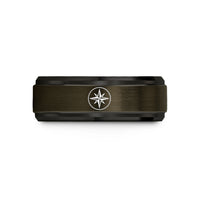 presents for him birthday – gunmetal & black tungsten compass circle wedding band